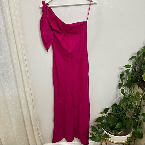 Cult Gaia Kamila One-Shoulder Linen Blend Dress in Bloom - Picture 2 of 9